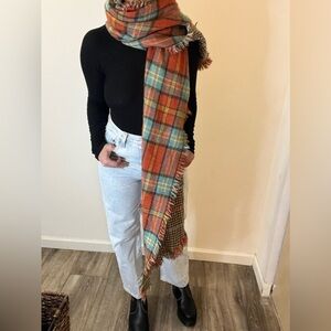 Anthropologie Maeve plaid cozy warm blanket scarf